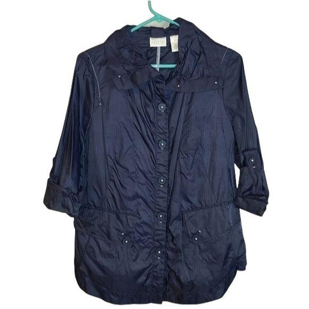 Chico's Jacket Zenergy Windbreaker Convertible Sleeves Lightweight , Sz 1